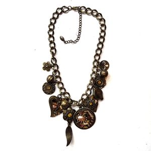 Chunk Charm Statement Necklace with Stones